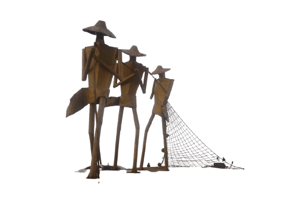 Escultura de pescadores representando a cultura maranhense